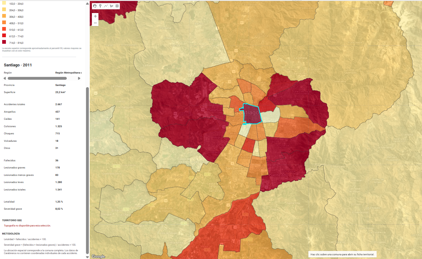 Ficha territorial de accidentabilidad de Santiago 2011